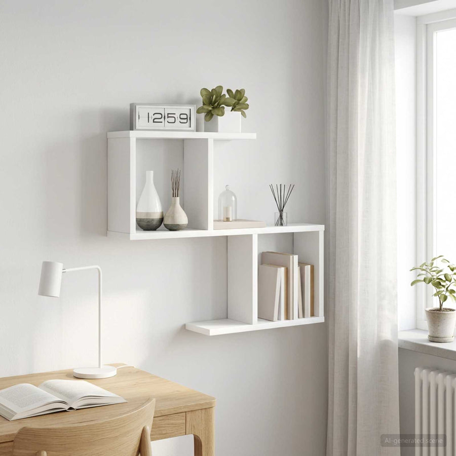 Wandplank Wit 60 x 12 x 50,5 cm Bewerkt hout