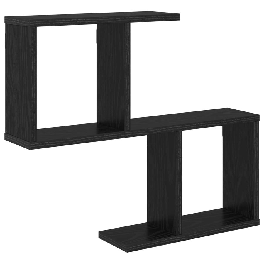 Wandplank Zwart eiken 60 x 12 x 50,5 cm Bewerkt hout