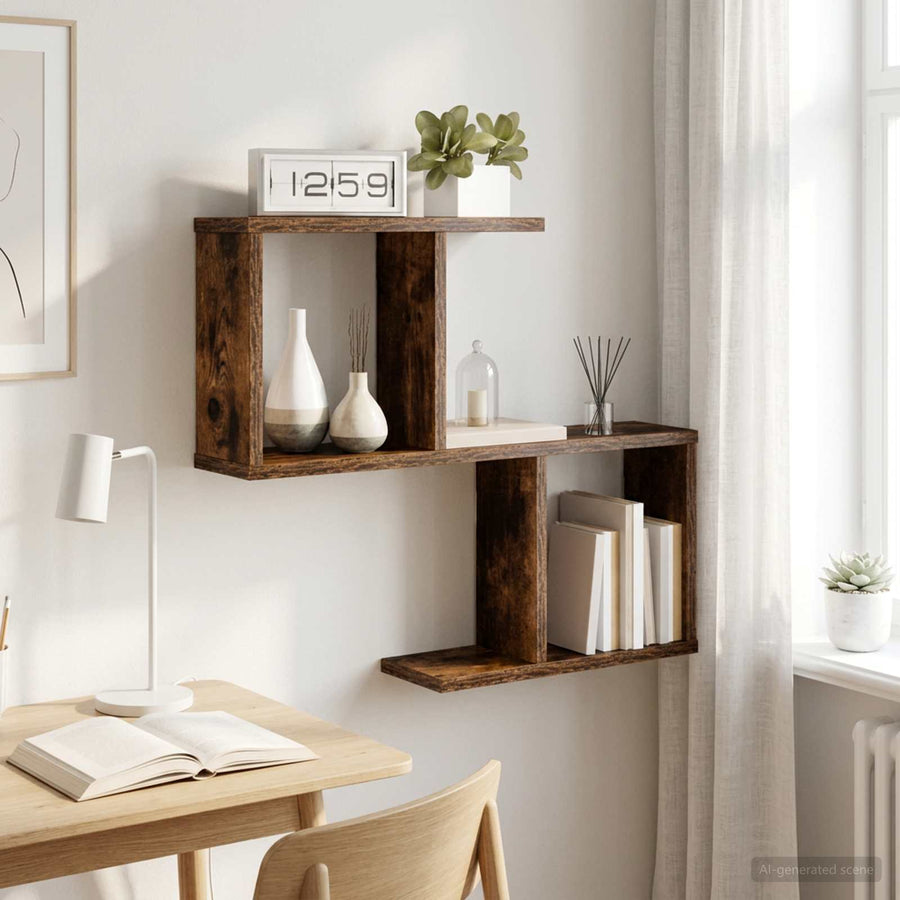 Wandplank Gerookt eiken 60 x 12 x 50,5 cm Bewerkt hout