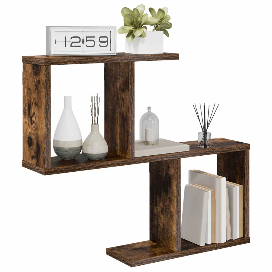 Wandplank Gerookt eiken 60 x 12 x 50,5 cm Bewerkt hout