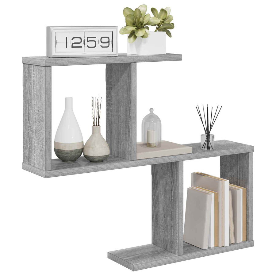 Wandplank Grijs Sonoma 60 x 12 x 50,5 cm Bewerkt hout