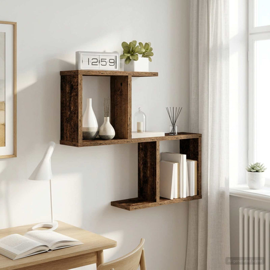 Wandplank Oud hout 60 x 12 x 50,5 cm Bewerkt hout