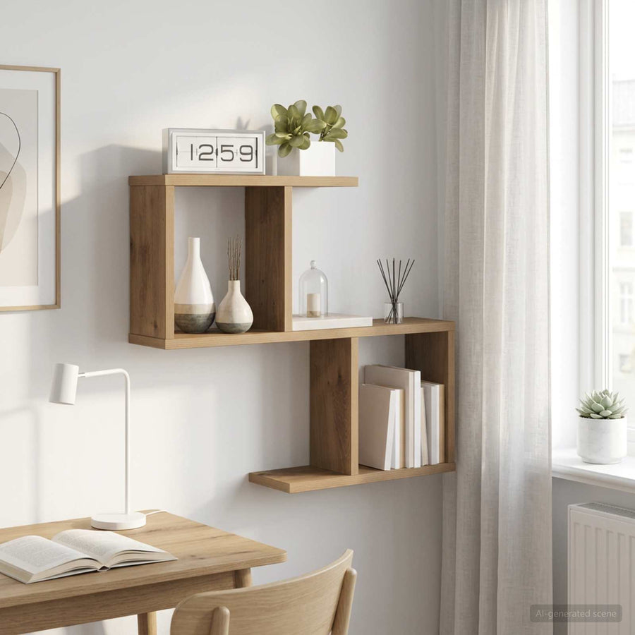 Wandplank Artisanaal eiken 60 x 12 x 50,5 cm Bewerkt hout