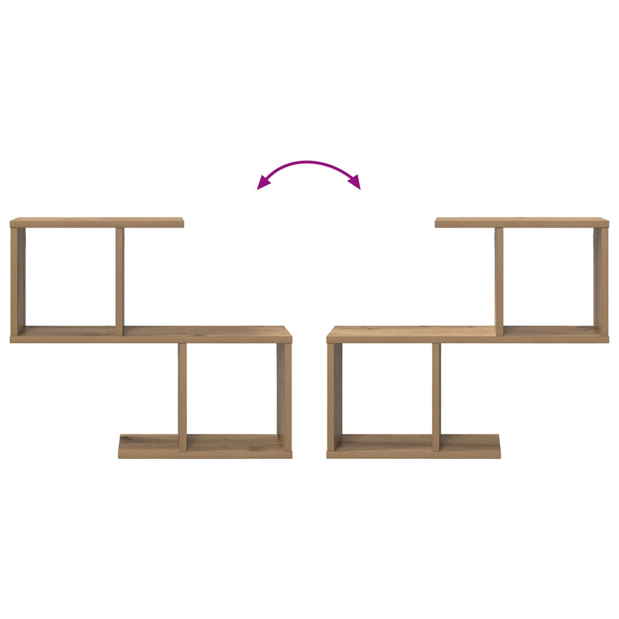 Wandplank Artisanaal eiken 60 x 12 x 50,5 cm Bewerkt hout