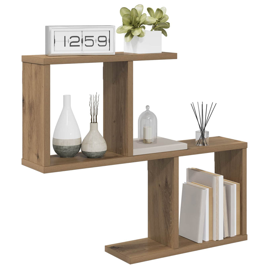Wandplank Artisanaal eiken 60 x 12 x 50,5 cm Bewerkt hout
