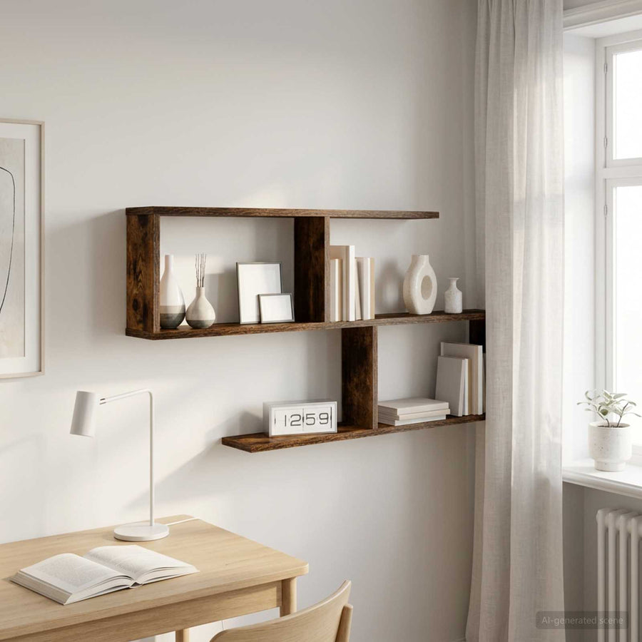 Wandplank Gerookt eiken 100 x 12 x 50,5 cm Bewerkt hout