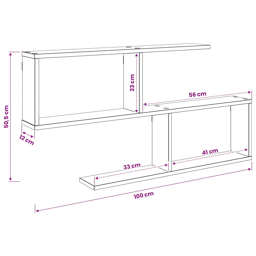 Wandplank Gerookt eiken 100 x 12 x 50,5 cm Bewerkt hout
