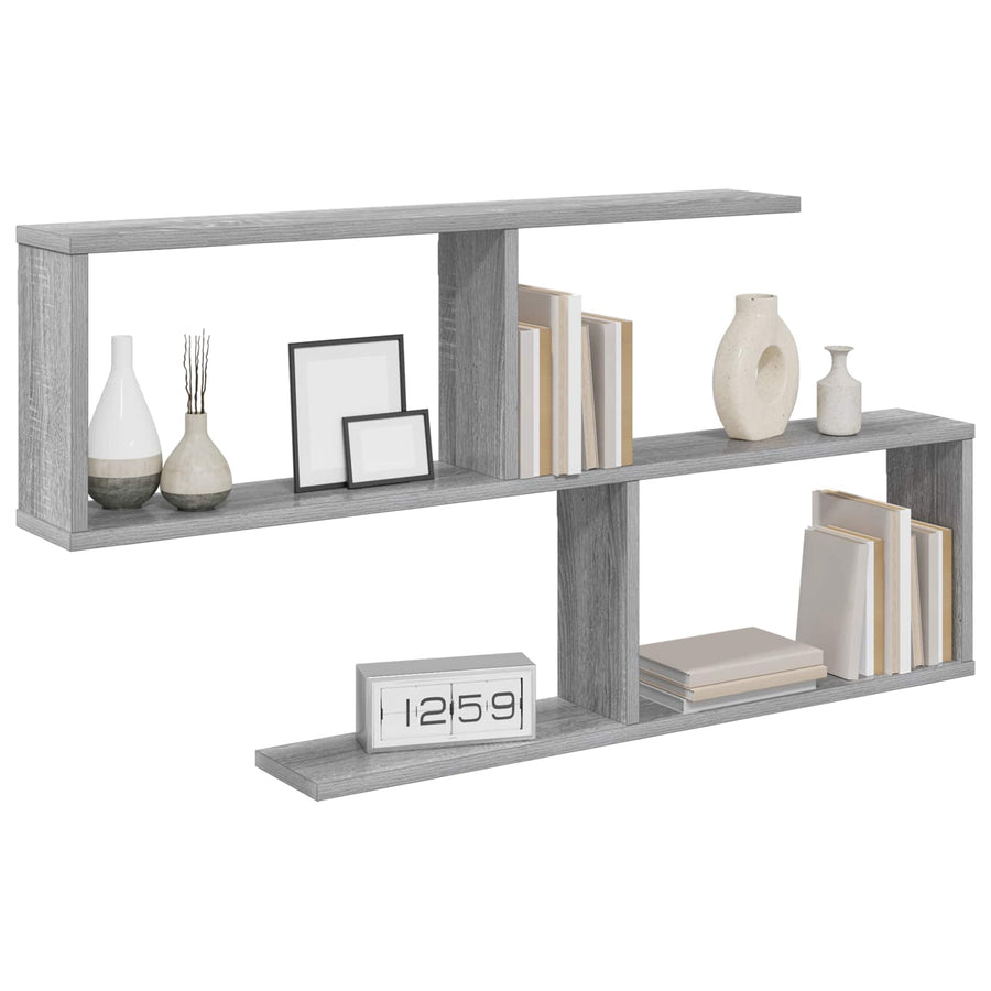 Wandplank Grijs Sonoma 100 x 12 x 50,5 cm Bewerkt hout