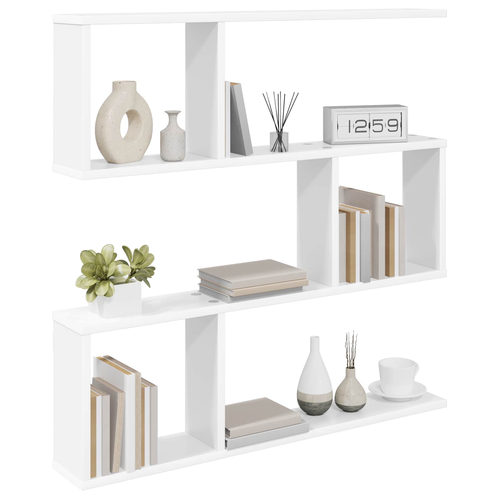 Wandplank Wit 80 x 12 x 79,5 cm Bewerkt hout