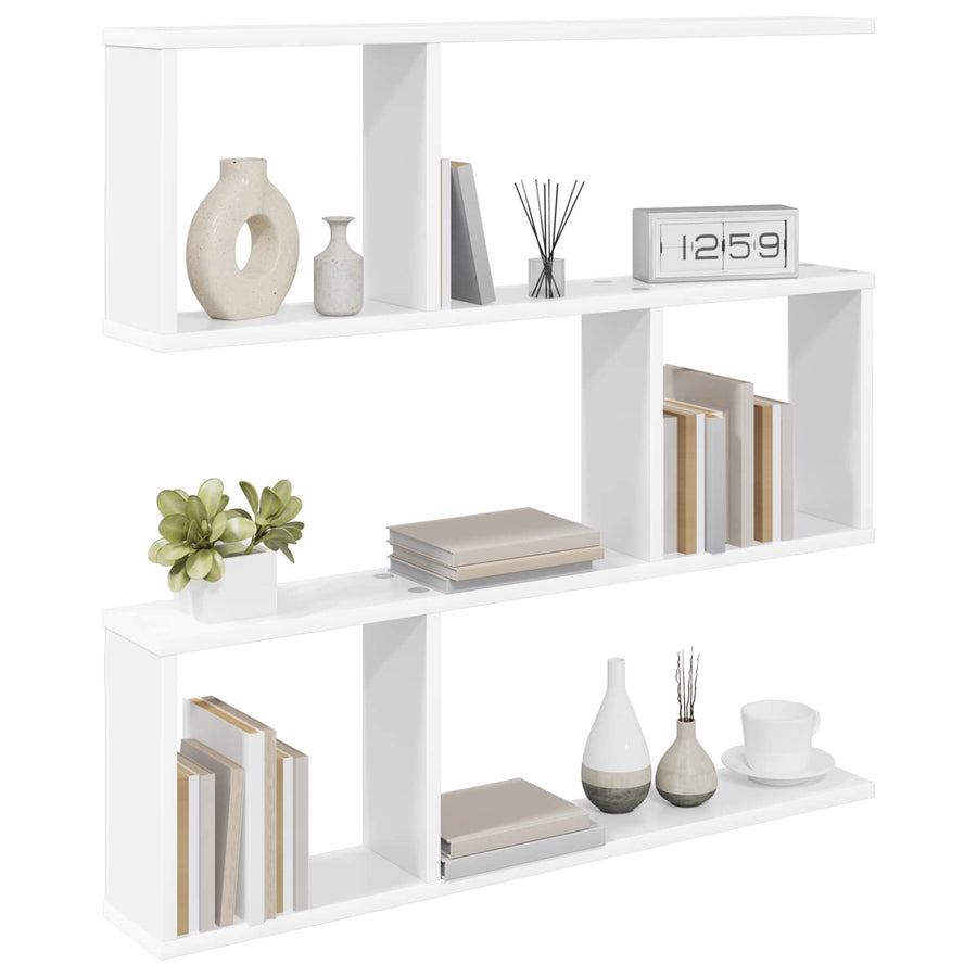 Wandplank Wit 80 x 12 x 79,5 cm Bewerkt hout