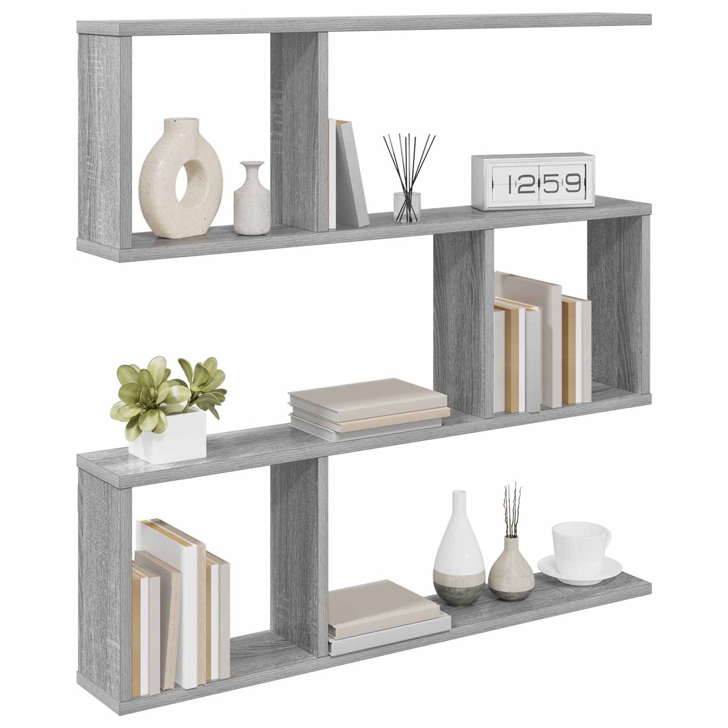 Wandplank Grijs Sonoma 80 x 12 x 79,5 cm Bewerkt hout