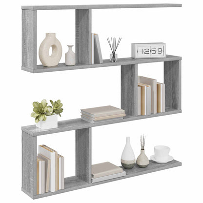 Wandplank Grijs Sonoma 80 x 12 x 79,5 cm Bewerkt hout