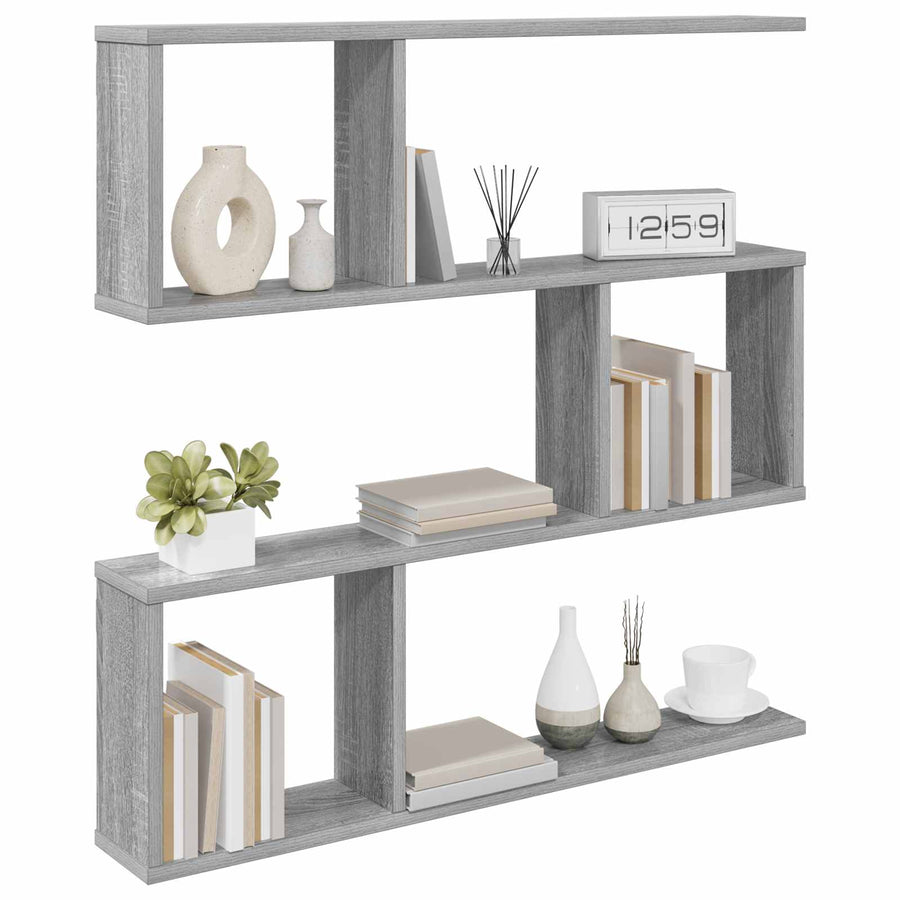 Wandplank Grijs Sonoma 80 x 12 x 79,5 cm Bewerkt hout