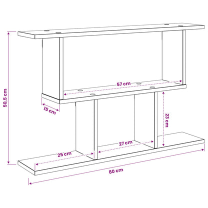 Wandplank Zwart eiken 80 x 15 x 50,5 cm Bewerkt hout