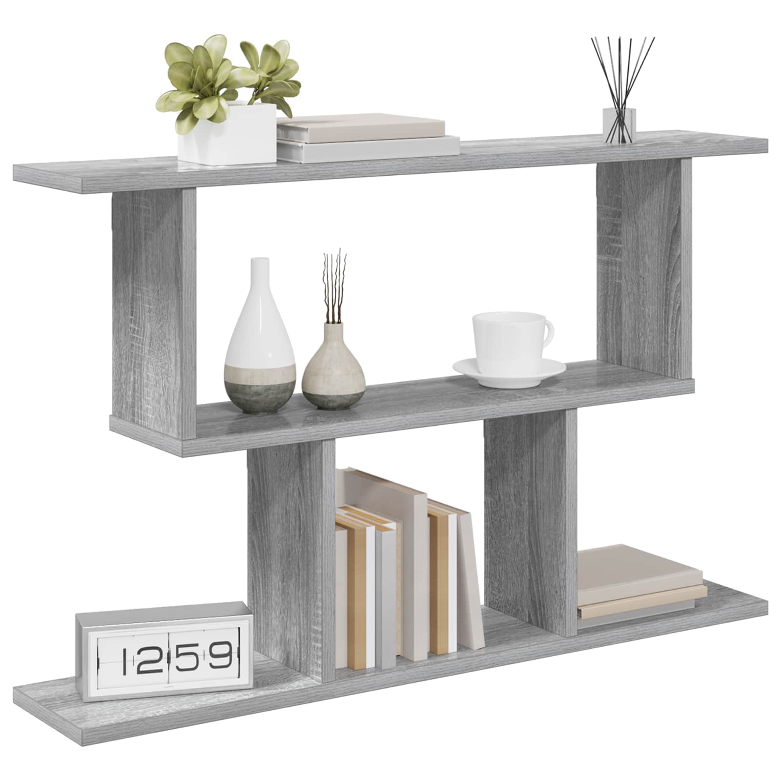 Wandplank Grijs Sonoma 80 x 15 x 50,5 cm Bewerkt hout
