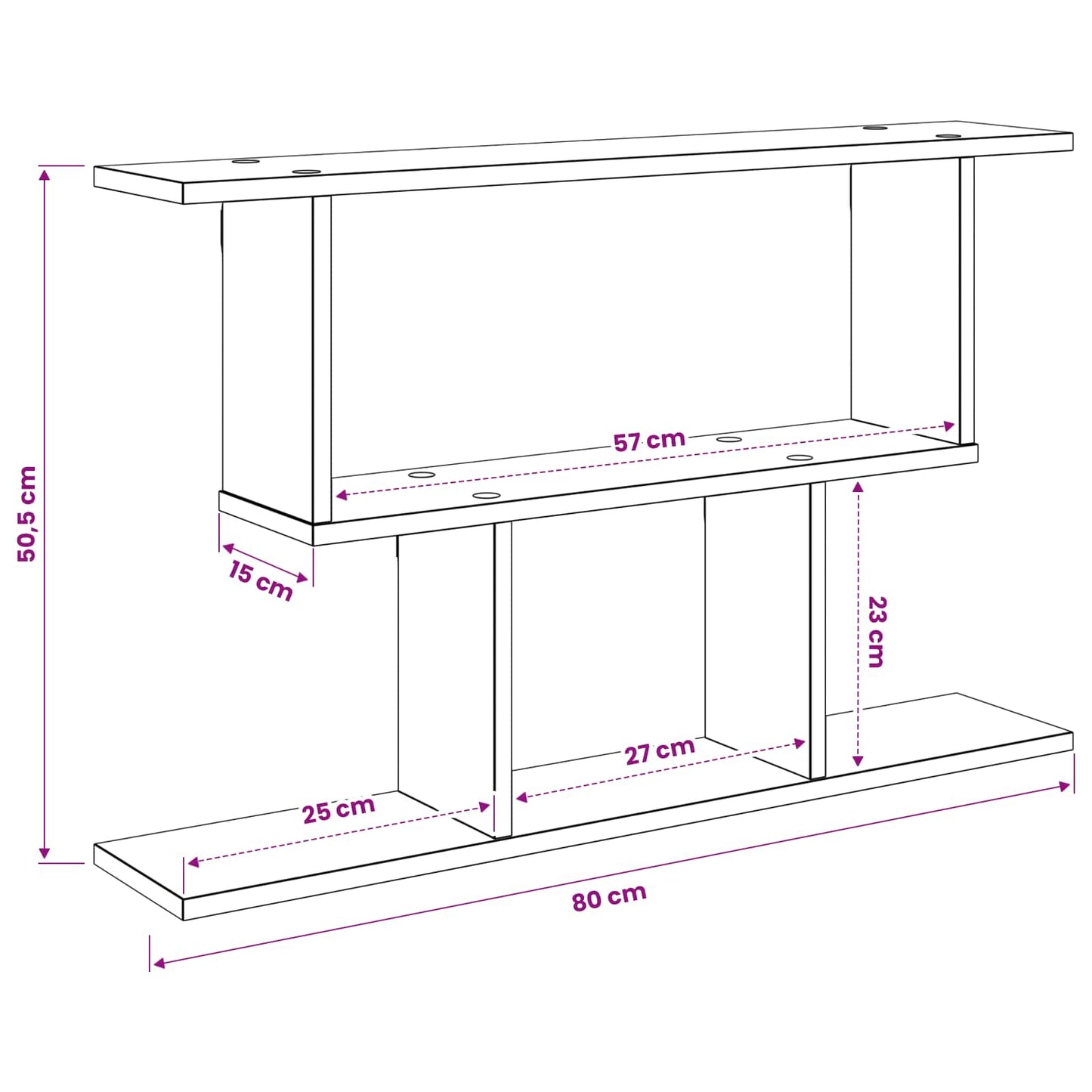 Wandplank Grijs Sonoma 80 x 15 x 50,5 cm Bewerkt hout