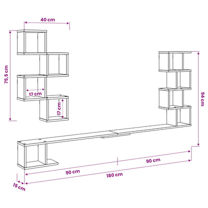 Vaste TV Plank Artisanaal eiken 180 x 15 x 94 cm Bewerkt hout