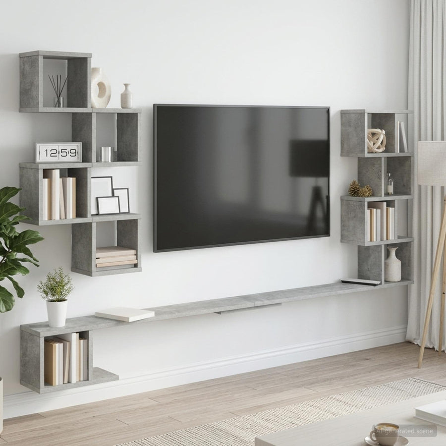 Vaste TV Plank Betongrijs 200 x 15 x 94 cm Bewerkt hout