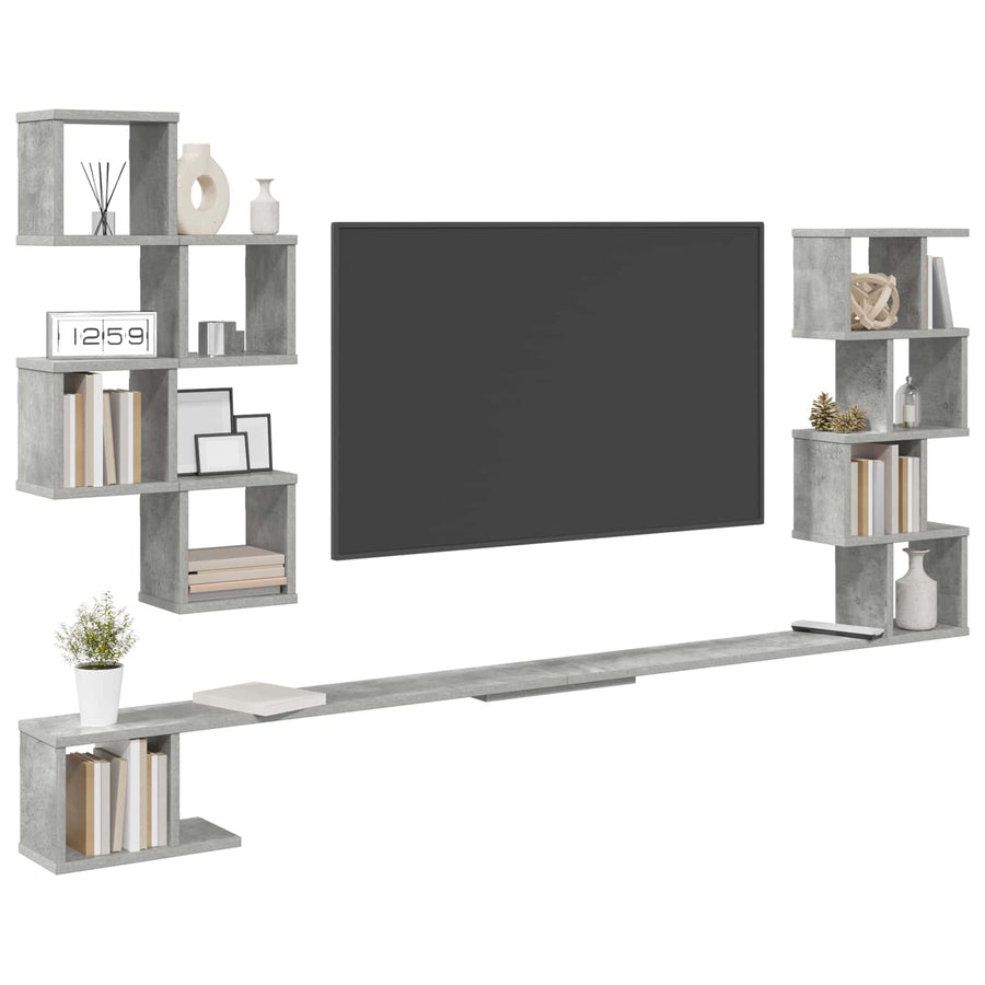 Vaste TV Plank Betongrijs 200 x 15 x 94 cm Bewerkt hout
