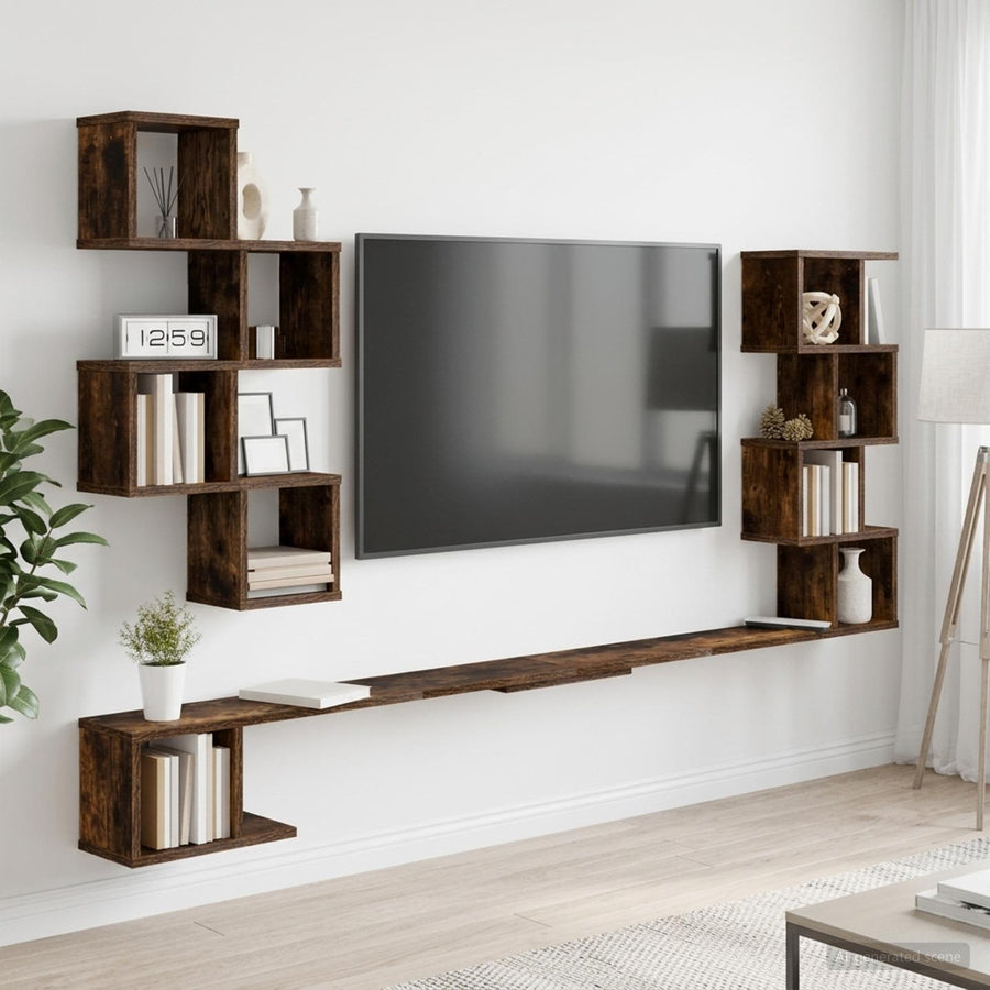 Vaste TV Plank Gerookt eiken 200 x 15 x 94 cm Bewerkt hout