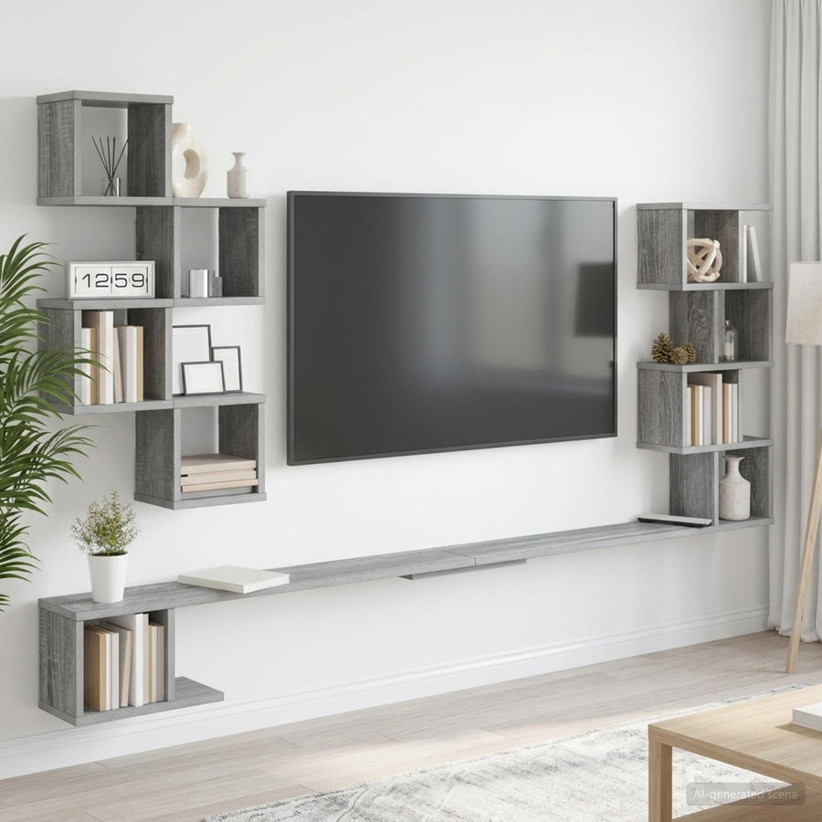 Vaste TV Plank Grijs Sonoma 200 x 15 x 94 cm Bewerkt hout