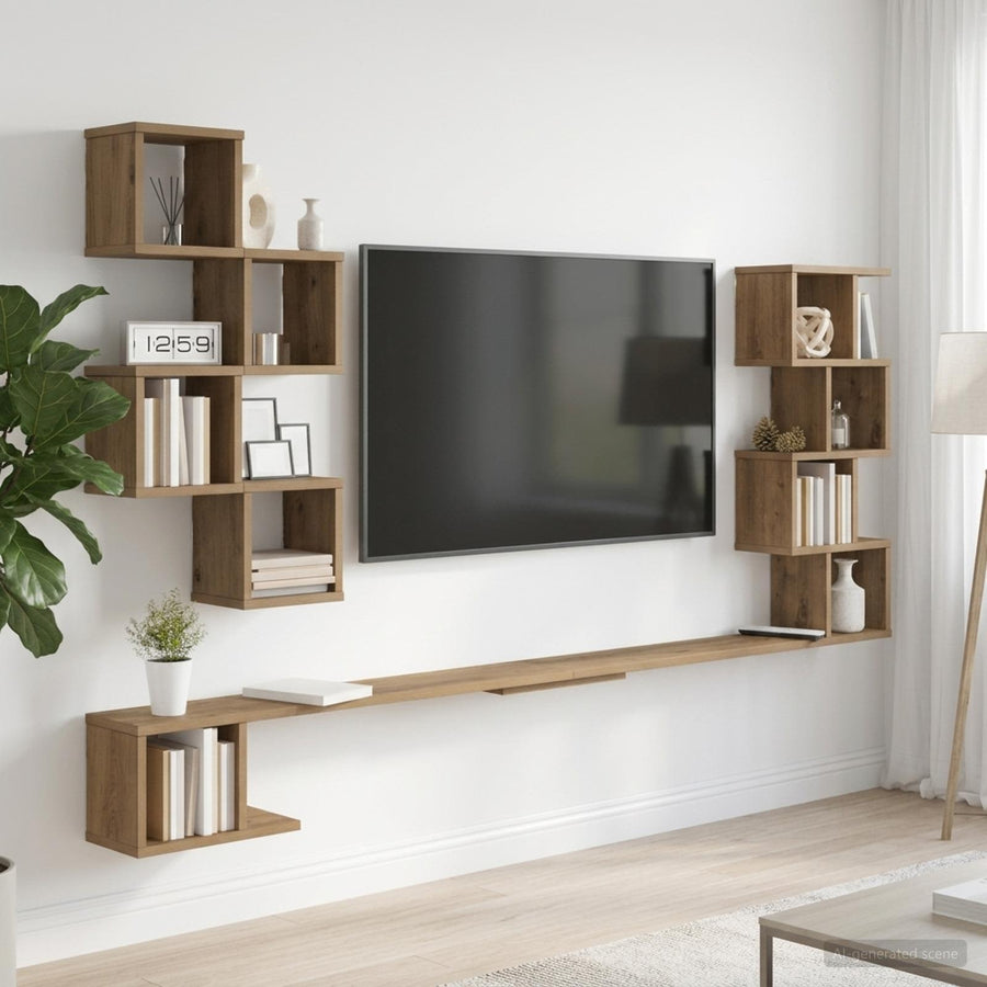 Vaste TV Plank Artisanaal eiken 200 x 15 x 94 cm Bewerkt hout