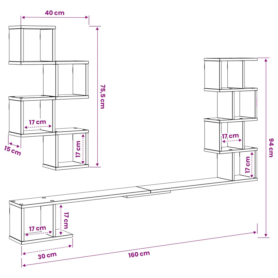 Vaste TV Plank Oud hout 160 x 15 x 94 cm Bewerkt hout