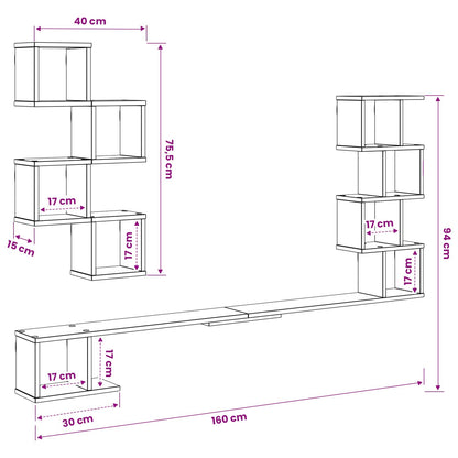 Vaste TV Plank Artisanaal eiken 160 x 15 x 94 cm Bewerkt hout