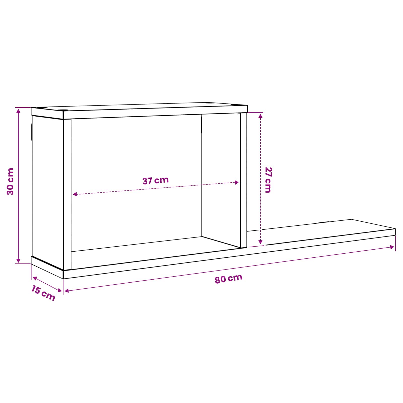 Zwevende schappen Wit 80 x 15 x 30 cm Bewerkt hout