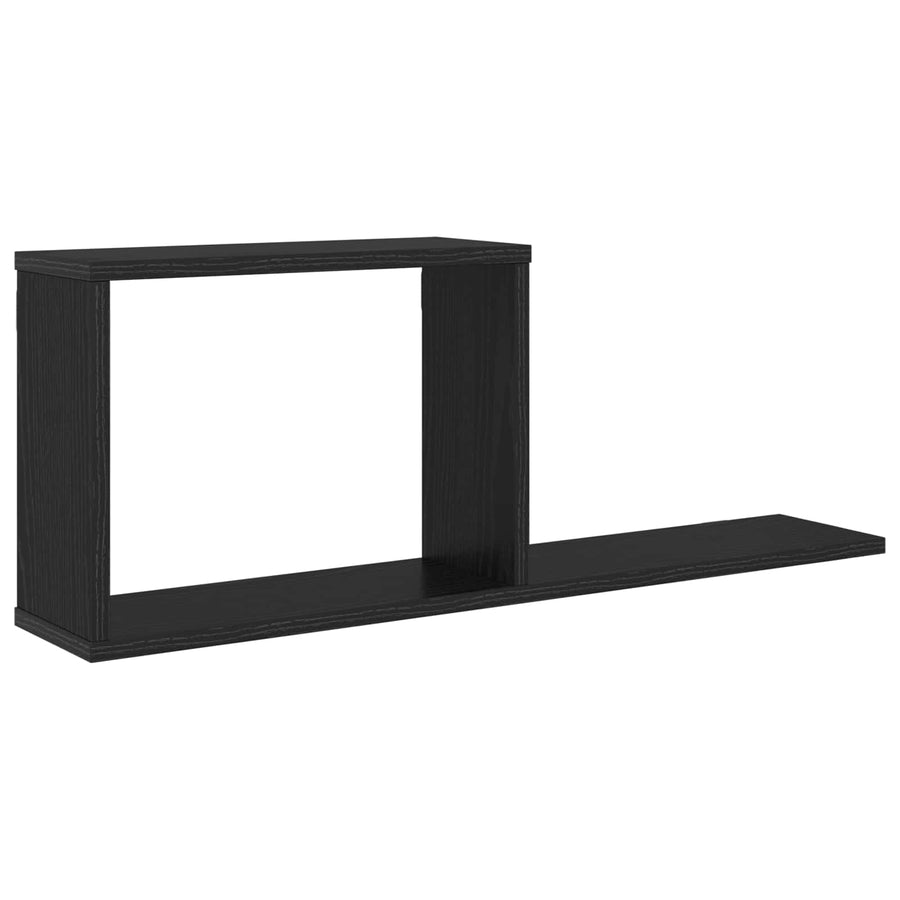 Zwevende schappen Zwart eiken 80 x 15 x 30 cm Bewerkt hout
