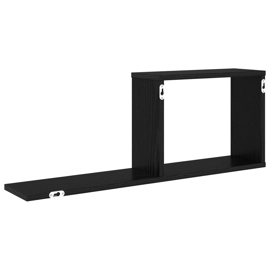 Zwevende schappen Zwart eiken 80 x 15 x 30 cm Bewerkt hout