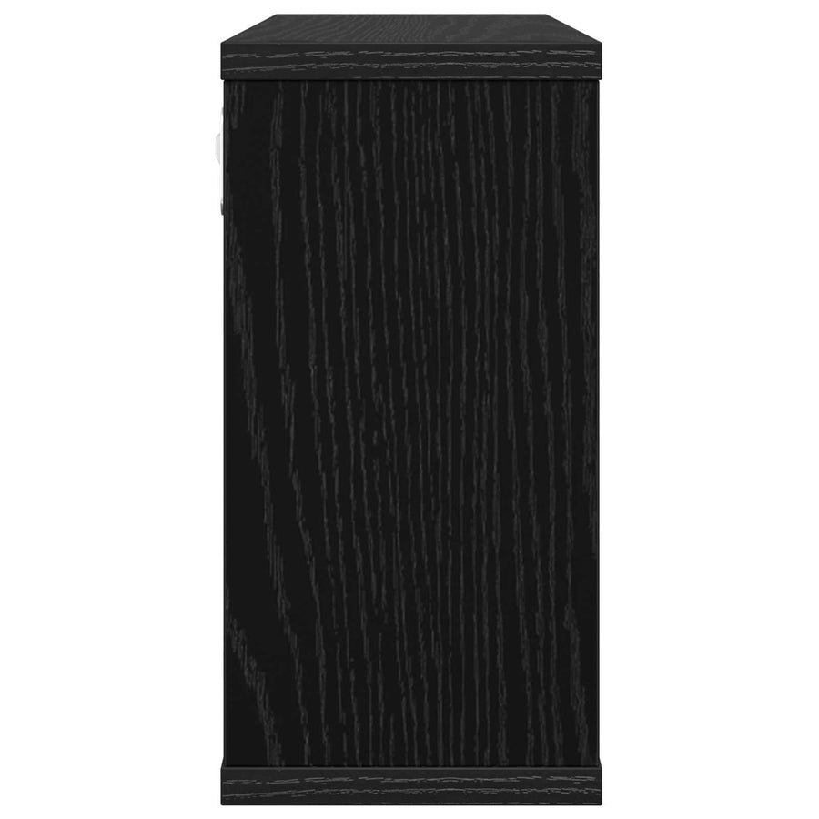 Zwevende schappen Zwart eiken 80 x 15 x 30 cm Bewerkt hout