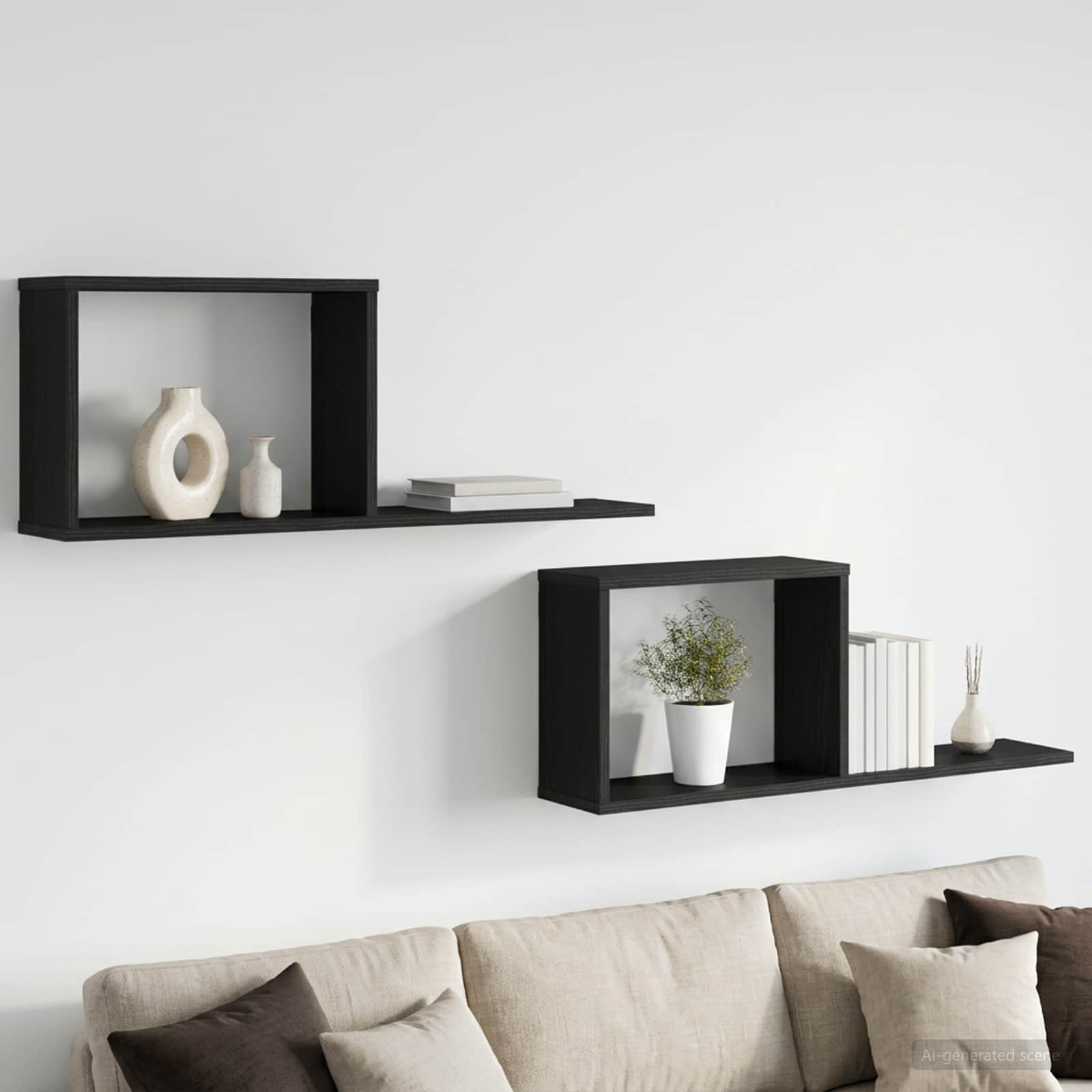 Zwevende schappen 2 st Zwart eiken 80 x 15 x 30 cm Bewerkt hout