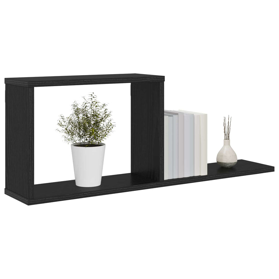 Zwevende schappen 2 st Zwart eiken 80 x 15 x 30 cm Bewerkt hout