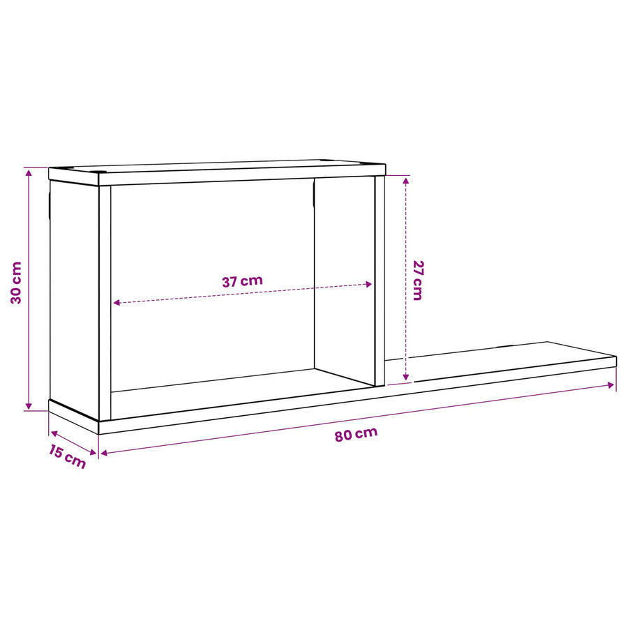 Zwevende schappen 2 st Zwart eiken 80 x 15 x 30 cm Bewerkt hout