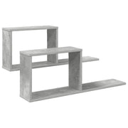 Zwevende planken 2 stuks betongrijs 80x15x30 cm bewerkt hout