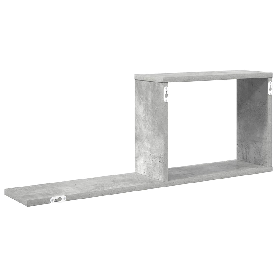 Zwevende schappen 2 pcs Betongrijs 80 x 15 x 30 cm Bewerkt hout