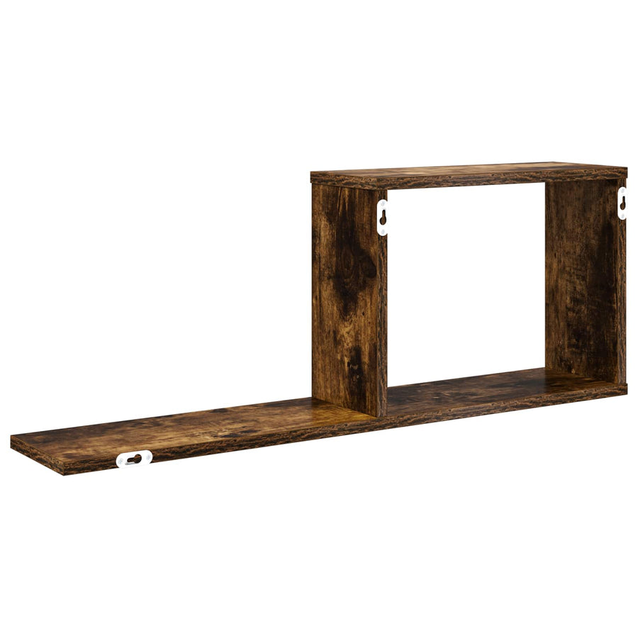 Zwevende schappen Gerookt eiken 80 x 15 x 30 cm Bewerkt hout