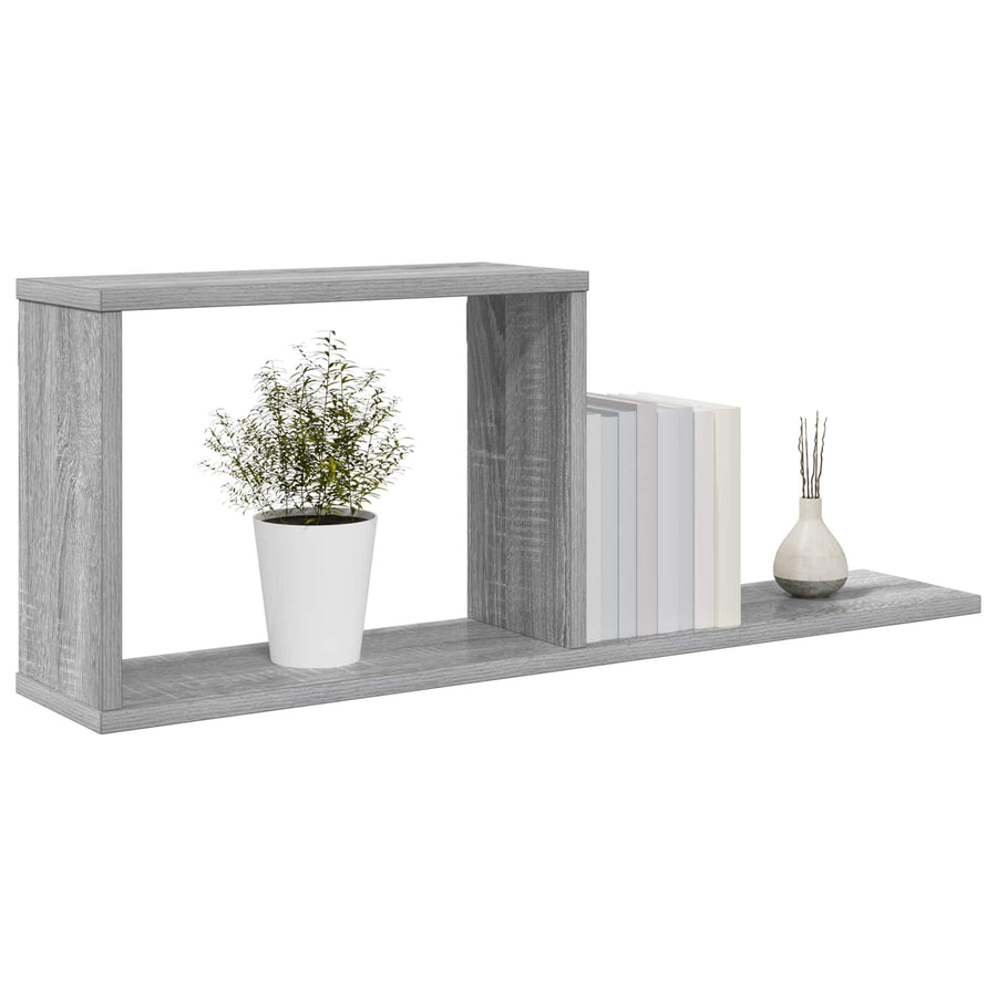 Zwevende schappen Grijs Sonoma 80 x 15 x 30 cm Bewerkt hout