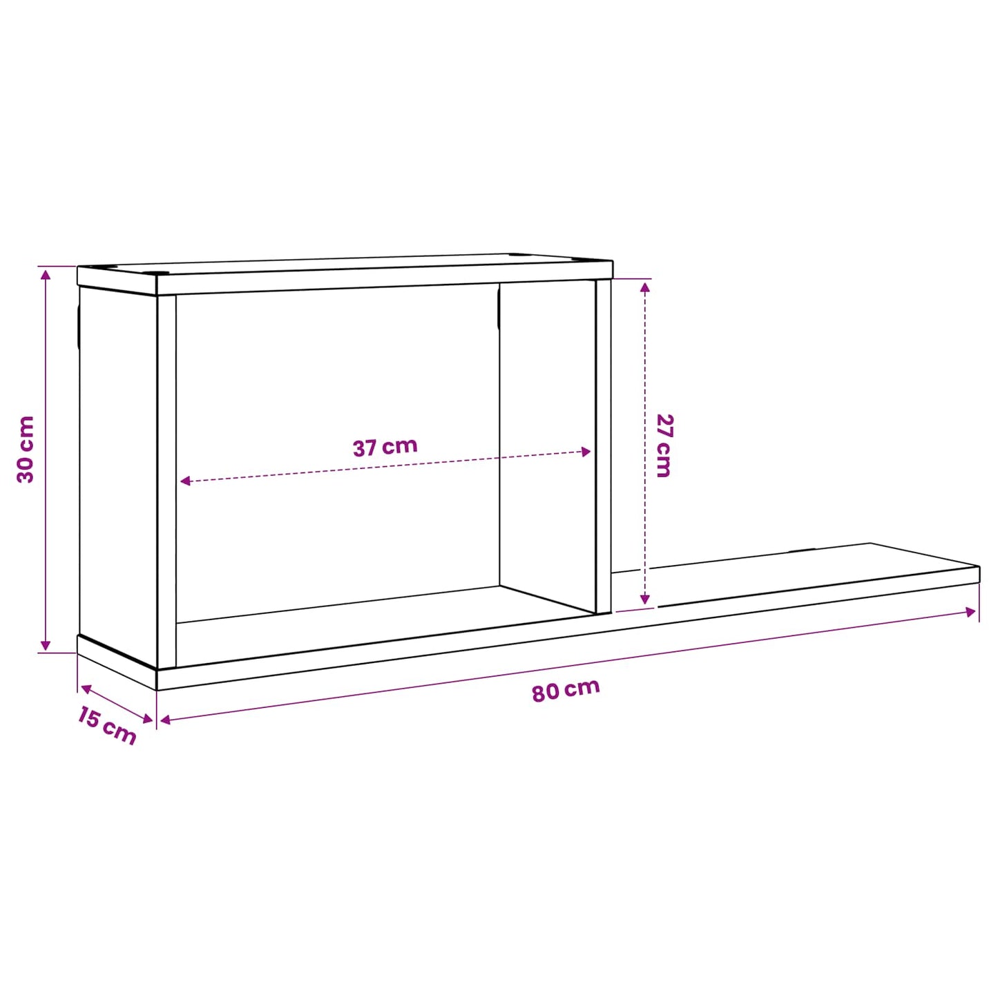 Zwevende schappen 2 pcs Grijs Sonoma 80 x 15 x 30 cm