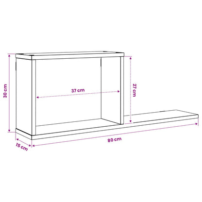 Zwevende schappen Oud hout 80 x 15 x 30 cm Bewerkt hout