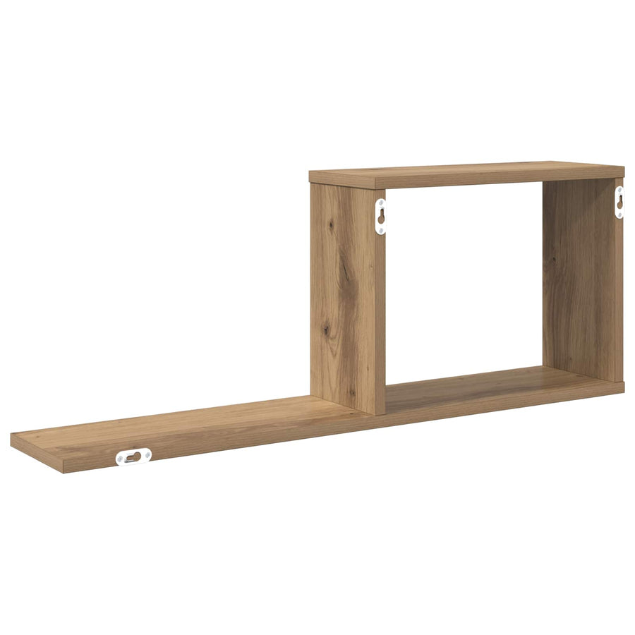 Zwevende schappen Artisanaal eiken 80 x 15 x 30 cm Bewerkt hout