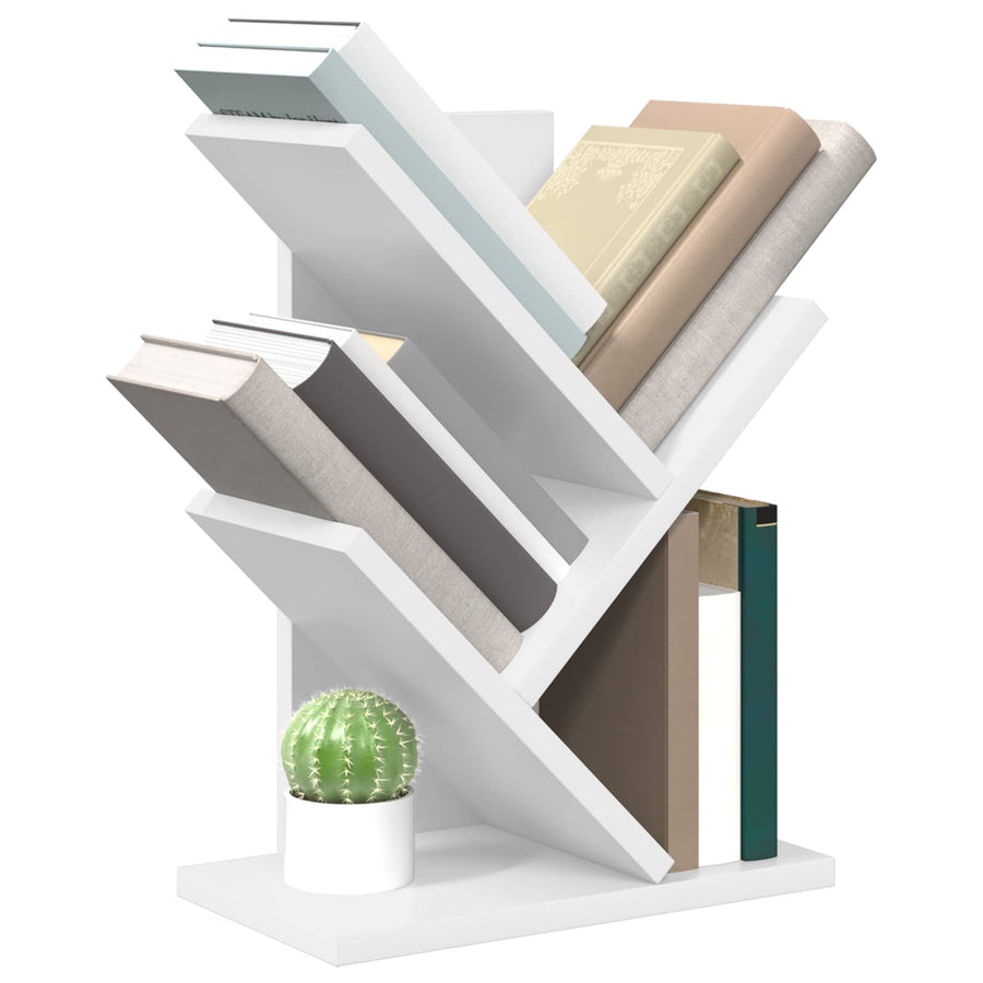 Boomvormige boekenplank met 3 planken 30 x 18 x 40 cm Bewerkt hout Wit