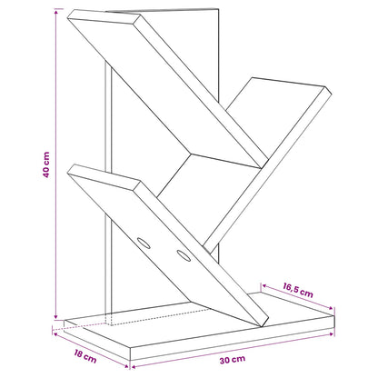 Boomvormige boekenplank met 3 planken 30 x 18 x 40 cm