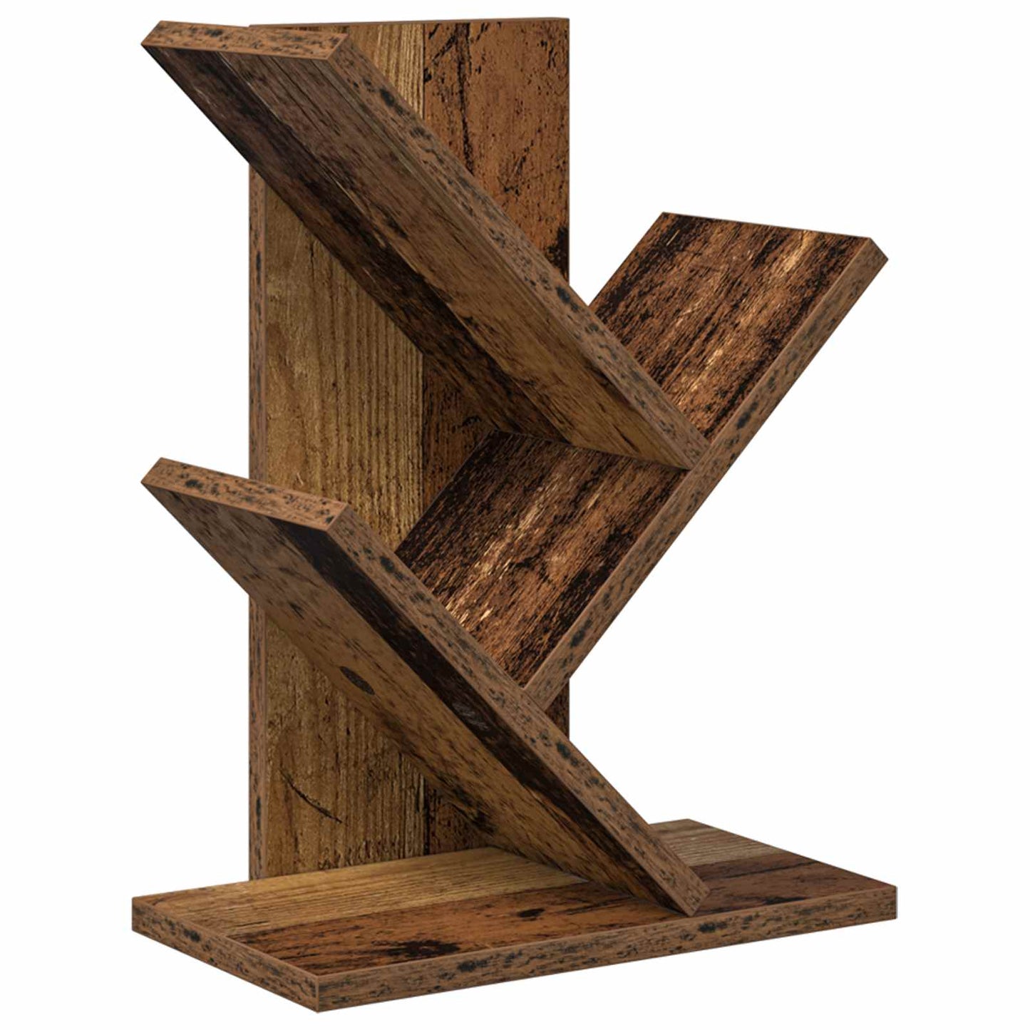 Boomvormige boekenplank met 3 planken 30 x 18 x 40 cm Oud hout