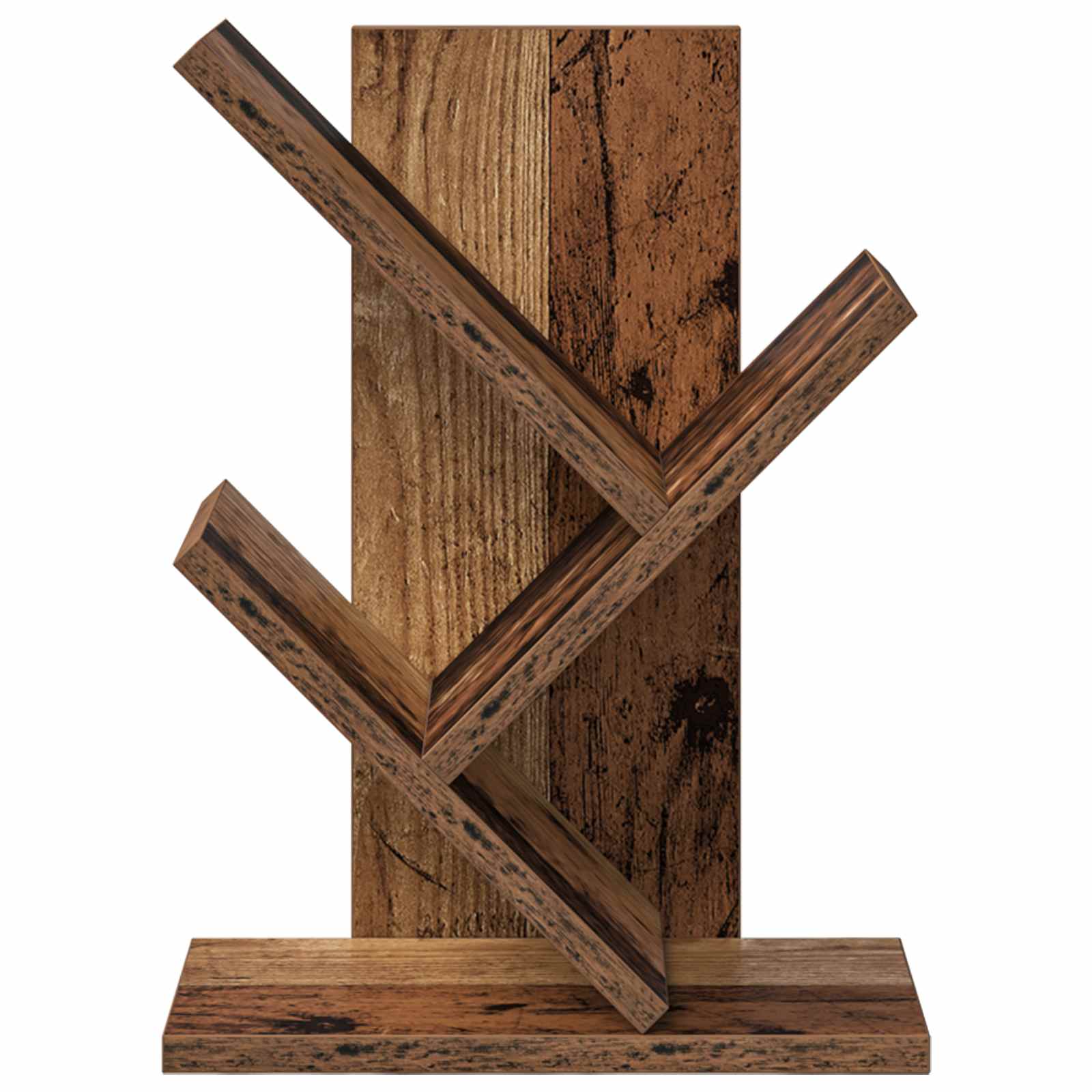 Boomvormige boekenplank met 3 planken 30 x 18 x 40 cm Oud hout