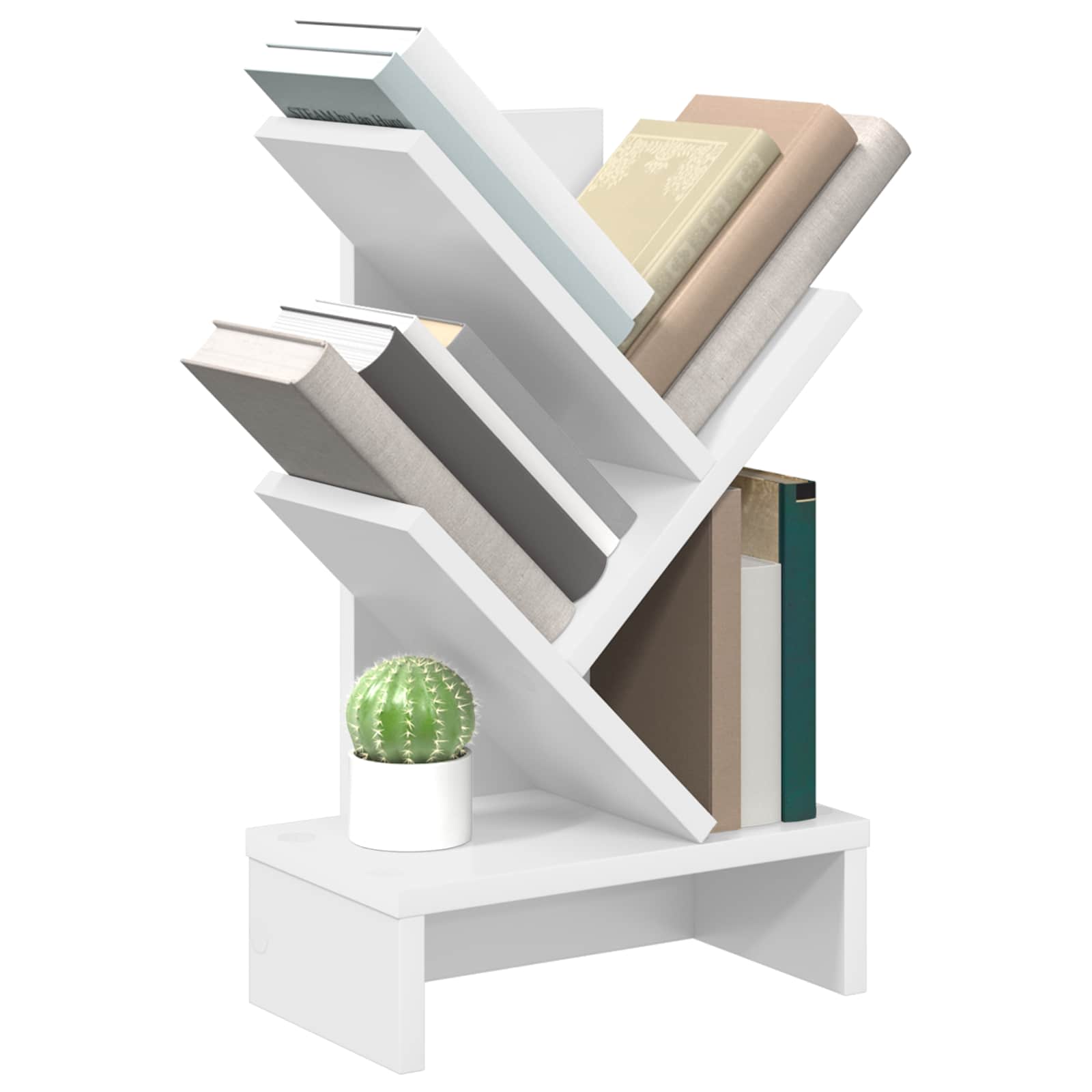Boomvormige boekenplank met 3 planken 30 x 18 x 48 cm Wit
