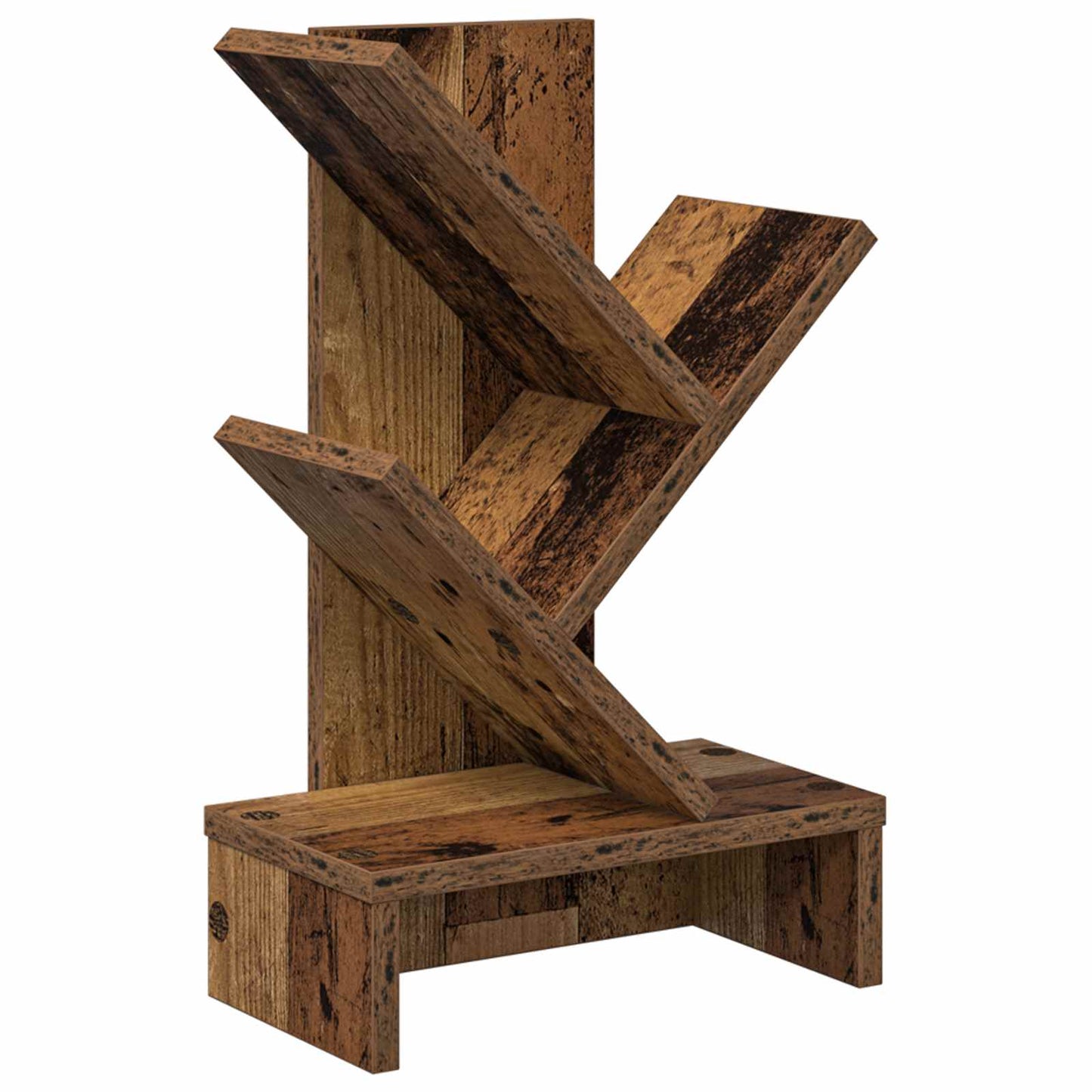 Boomvormige boekenplank met 3 planken 30 x 18 x 48 cm Oud hout