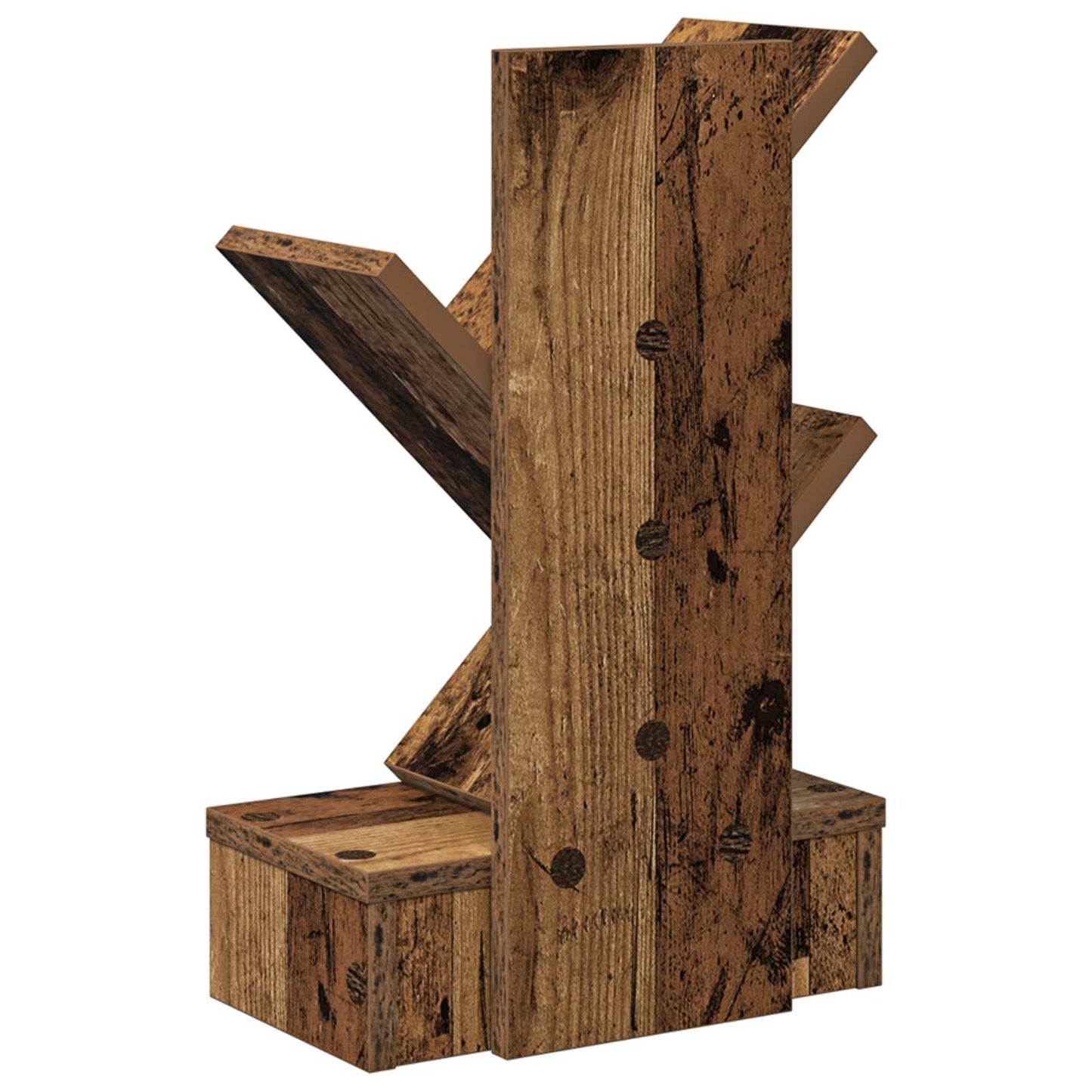 Boomvormige boekenplank met 3 planken 30 x 18 x 48 cm Oud hout