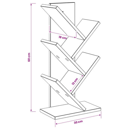 Boekenkast in de vorm van een boom 4-vaks 30 x 18 x 60 cm Wit
